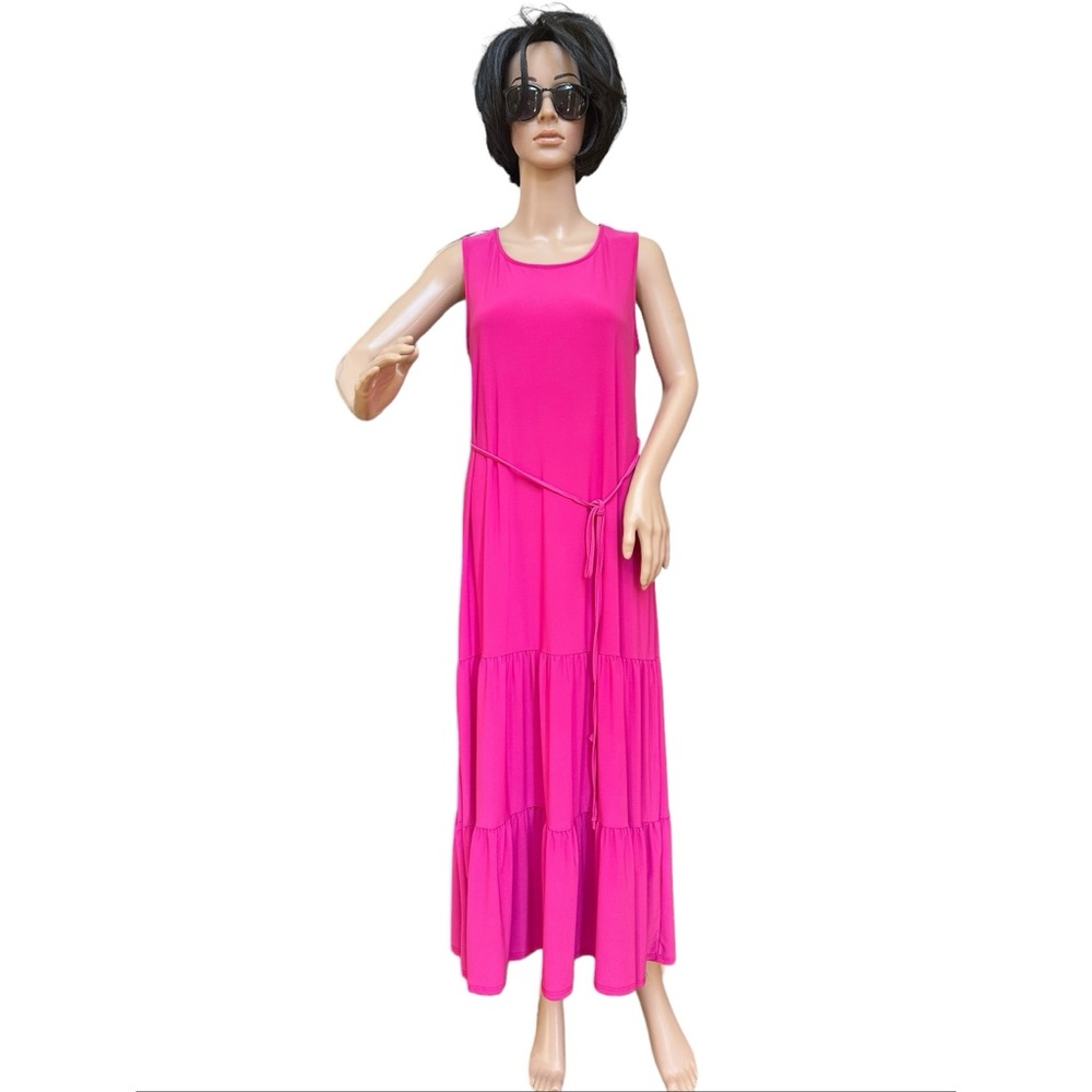 Nik and Nash Pink Sleeveless Tiered Midi Dress, NWOT, M